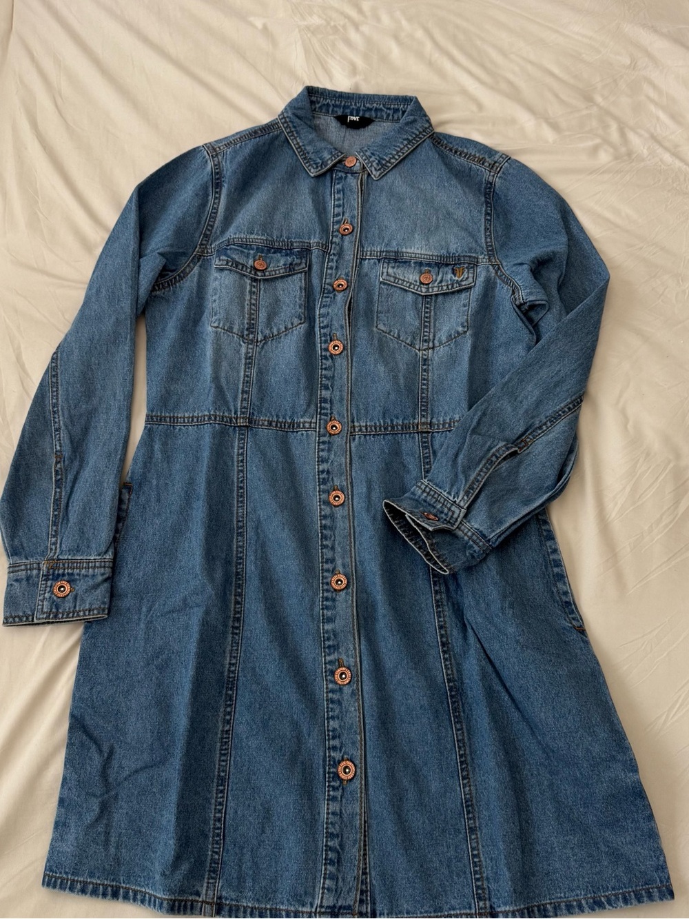 Frye Blue Denim Button-Front Dress Jacket size S